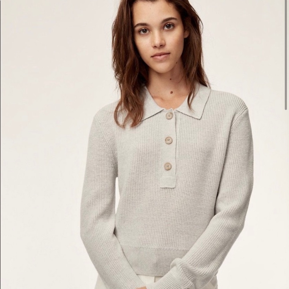 Aritzia Wilfred Jeanine Cropped Polo Sweater